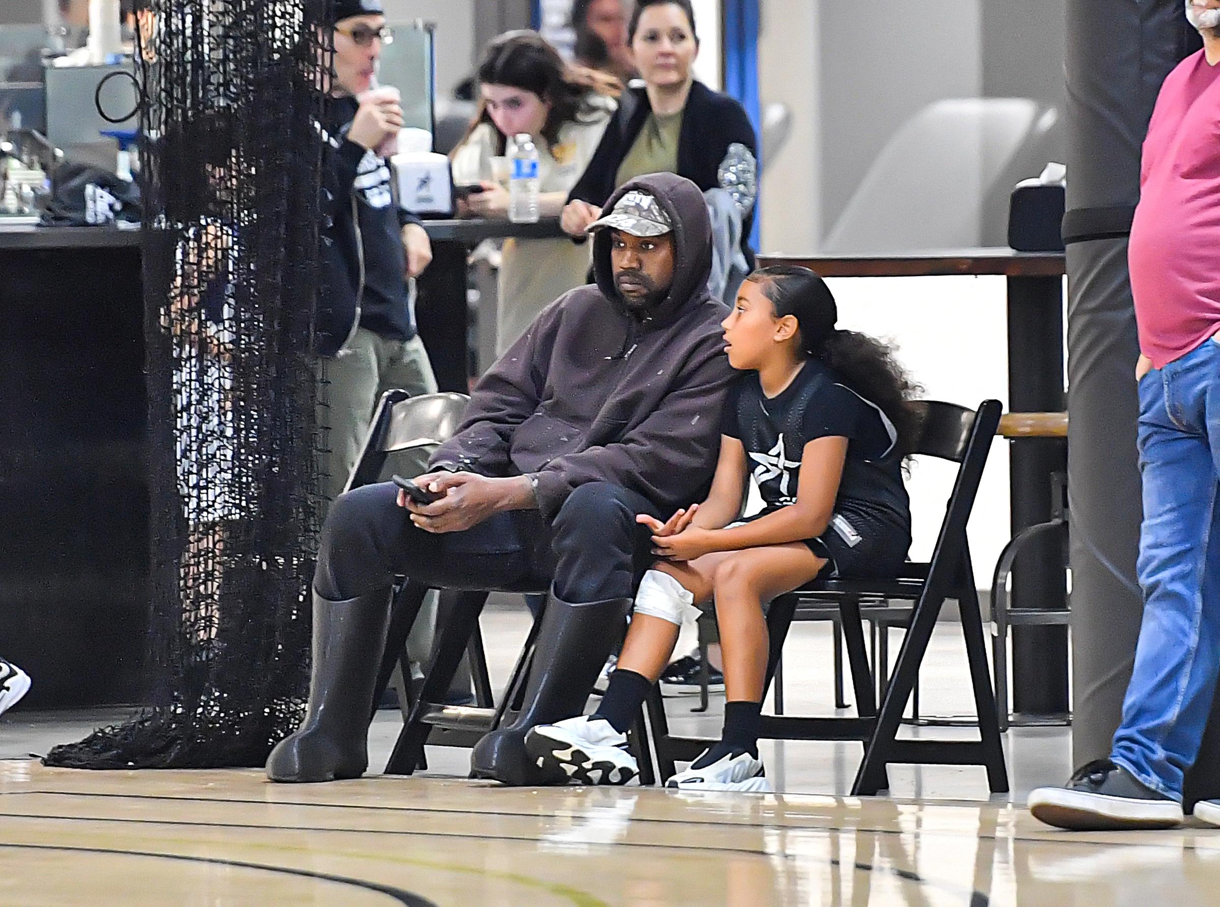 Kanye West amp Daughter North West Sit Court side At Her Basketball Game In Thousand Oaks CA