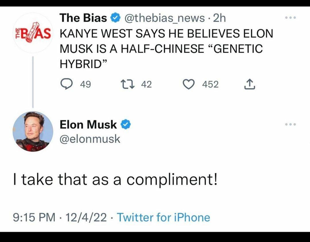 Kanye West dubs Elon Musk a Chinese hybrid clone?