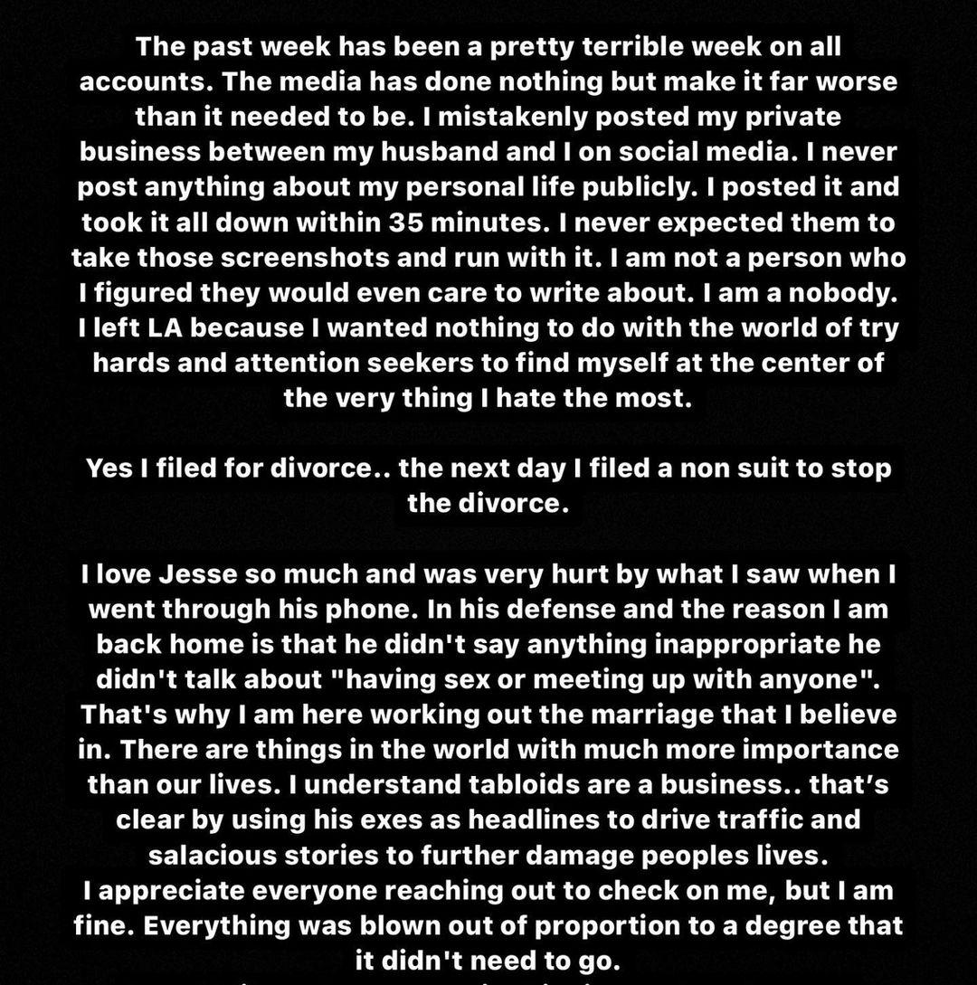 Bonnie Rotten issues statement about filing for divorce from Jesse James