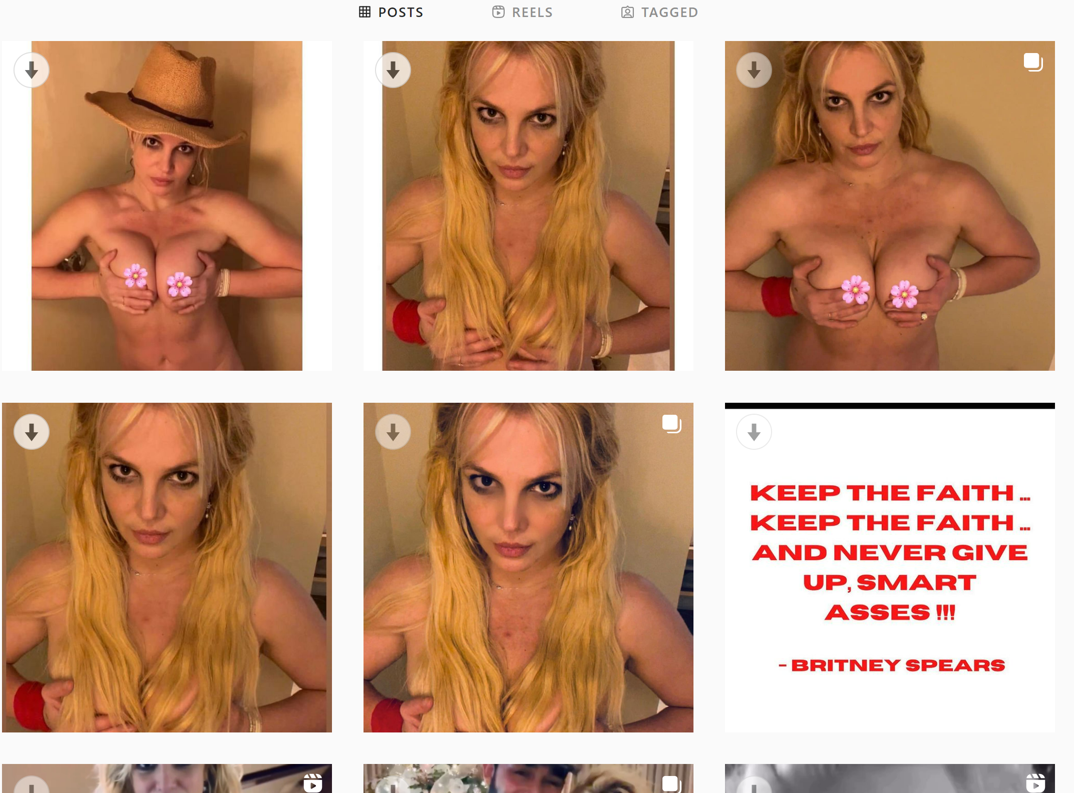 Britney Spears posted and deleted several topless photos while talking about "self-worth"