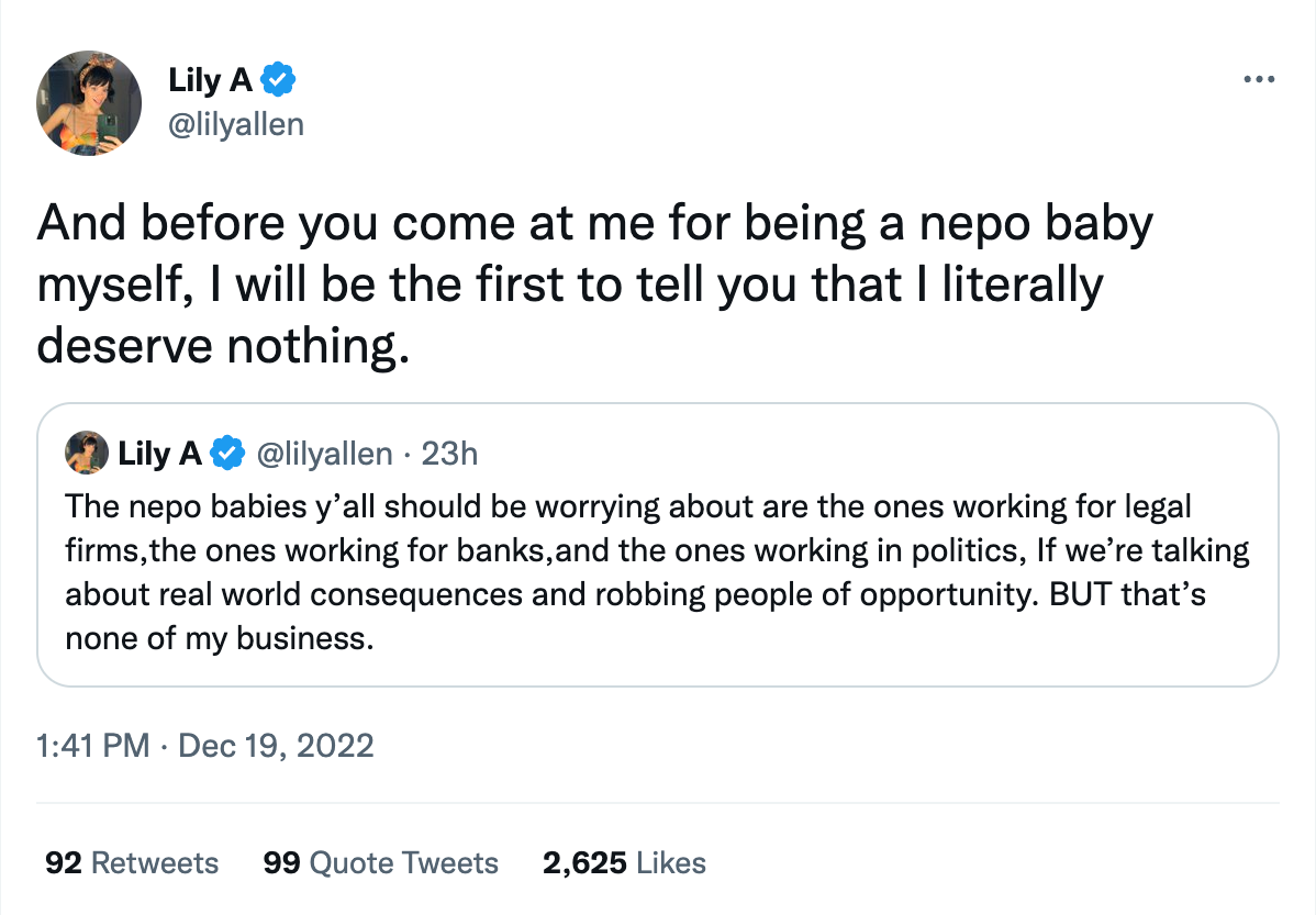Lily Allen Wants People To Feel Bad For 'Nepotism Babies:' 'Their Parents Are Probably Narcissistic'