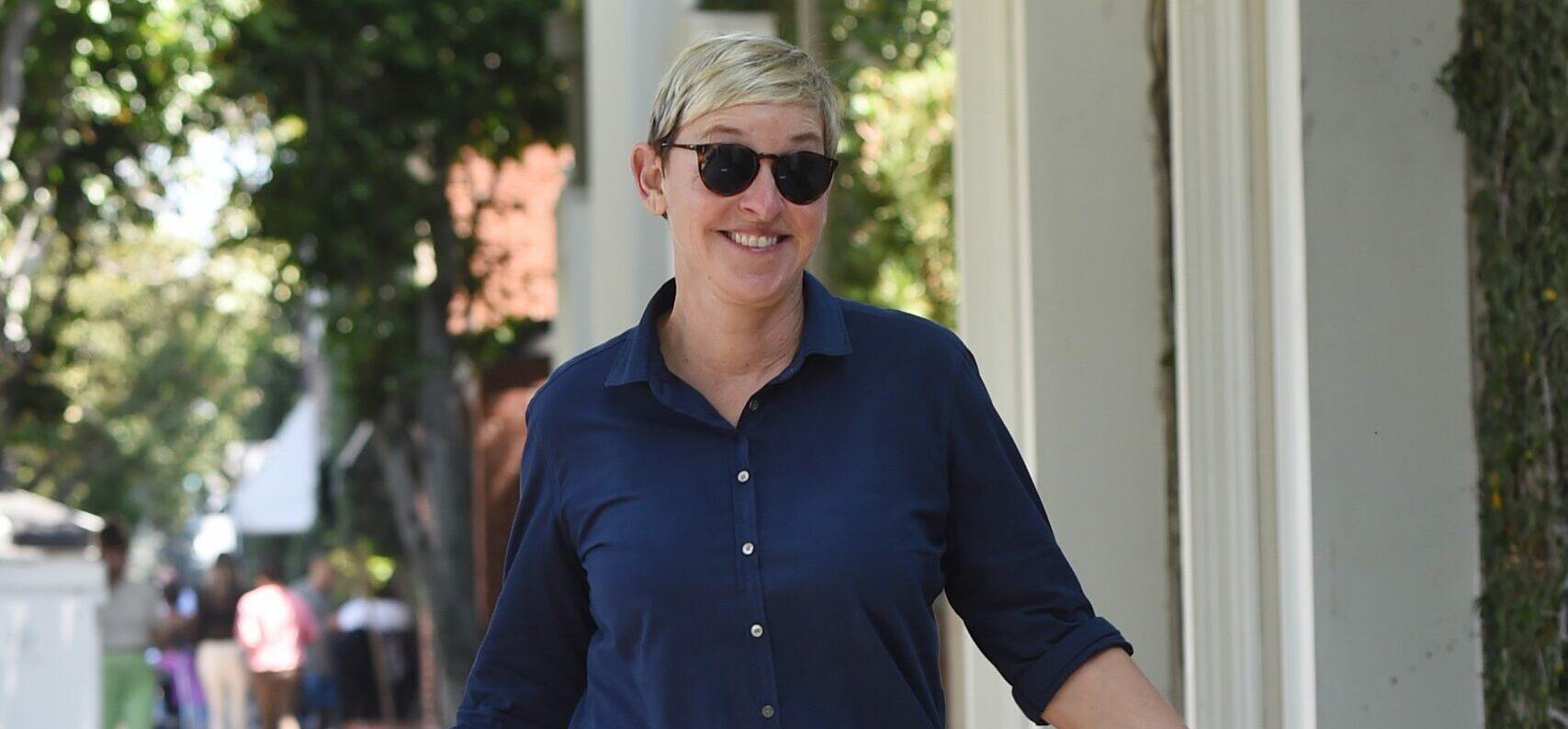 Ellen DeGeneres is all smiles as she is spotted running errands around town