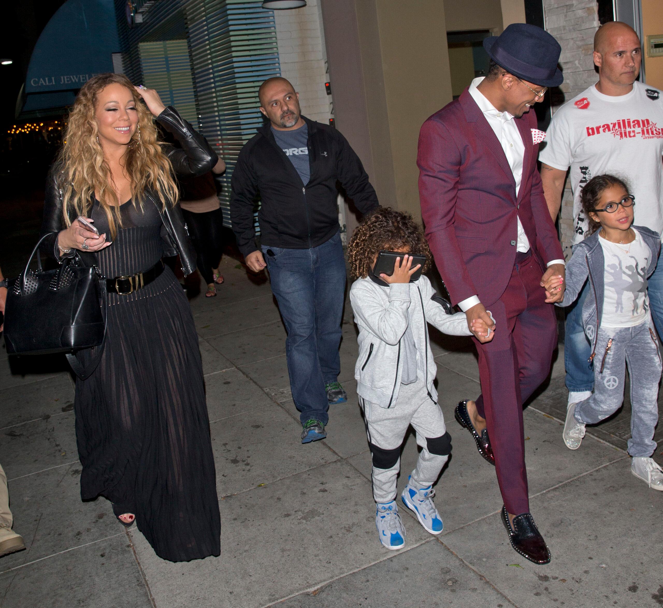 Mariah Carey and Nick Cannon come together for dinner with their children at Mr Chow Restaurant an then went to apos Pinkberry apos Yogurt store in Beverly Hills CA