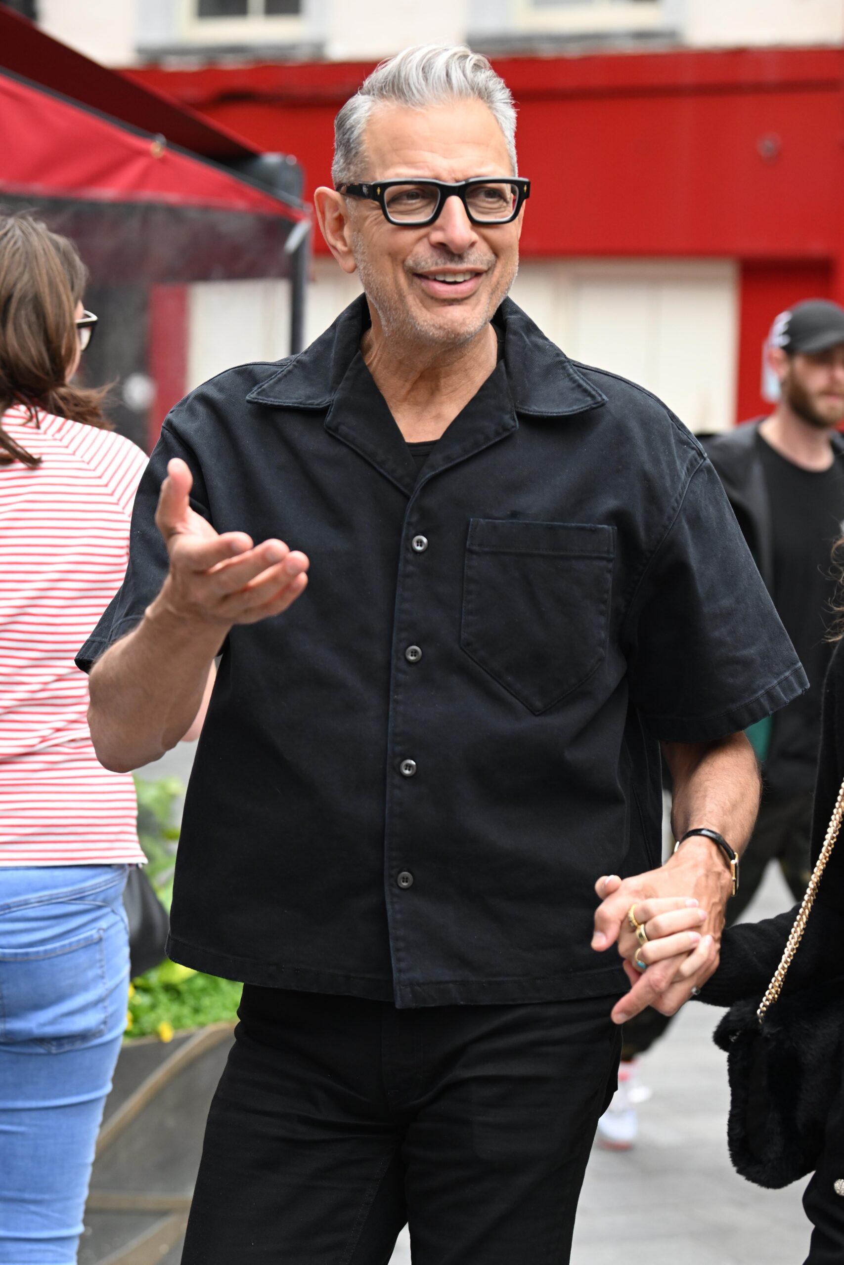 Jeff Goldblum and Emilie Livingston arriving at Global Radio