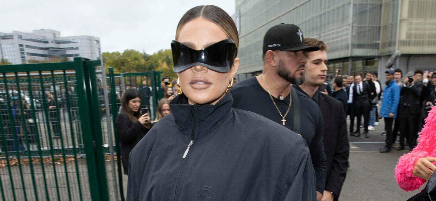Khloe Kardashian shows off her striking figure in Balenciaga while in Paris