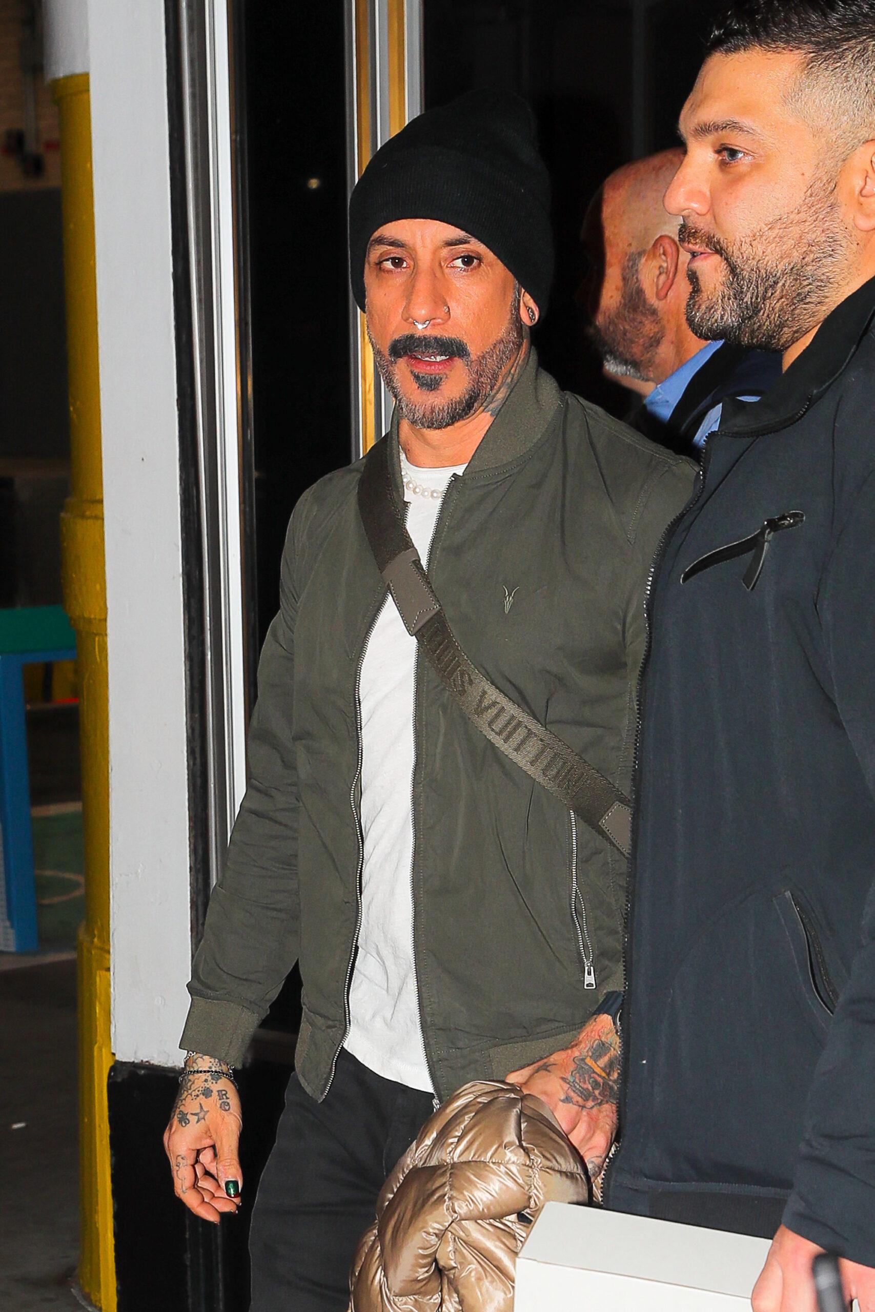 Backstreet Boys members AJ McLean Brian Littrell Kevin Richardson and Howie Dorough are seen leaving the Empire State Building in NYC