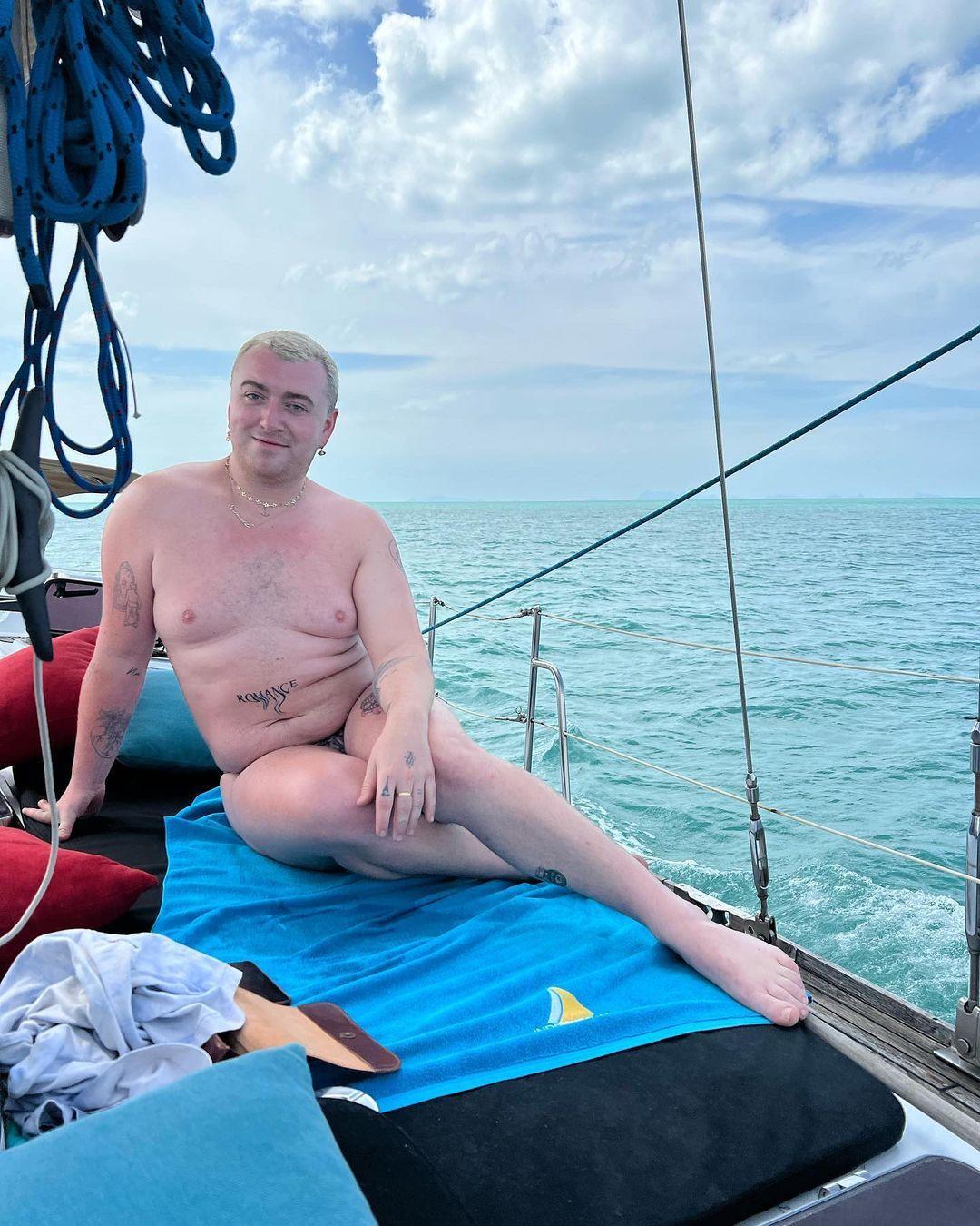 Sam Smith Slammed On IG For Living It Up On A Boat In A Leopard Speedo