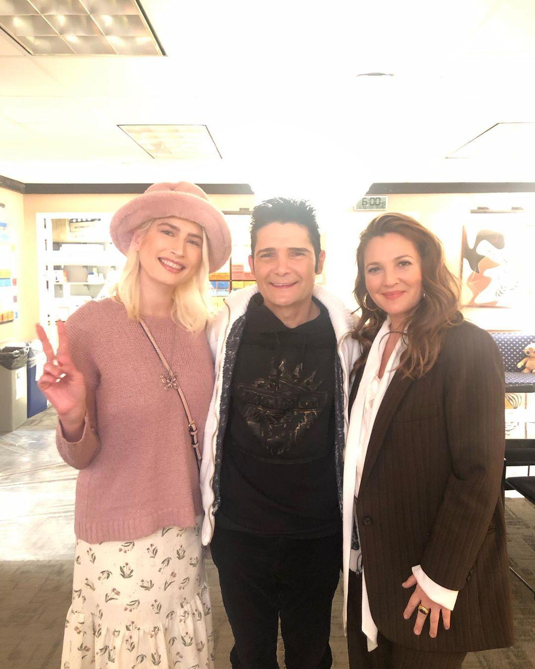 Corey and Courtney Feldman with Drew Barrymore