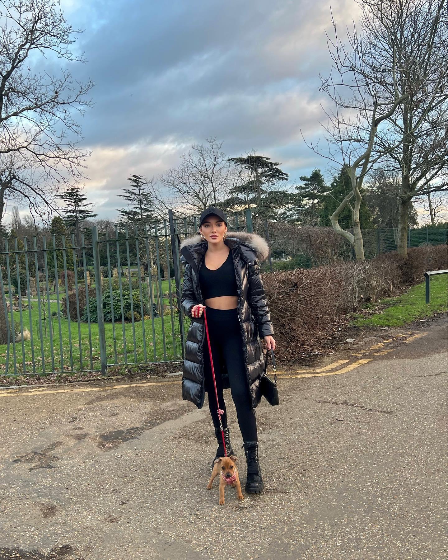 Beaux Raymond on a coffee run with her dog