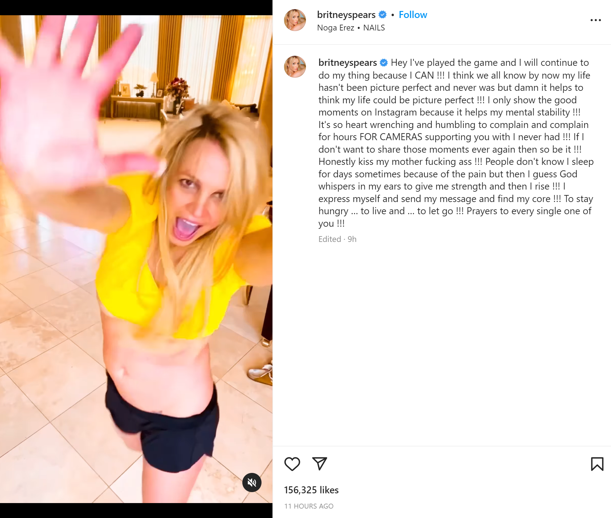 Britney Spears posts a new dancing video