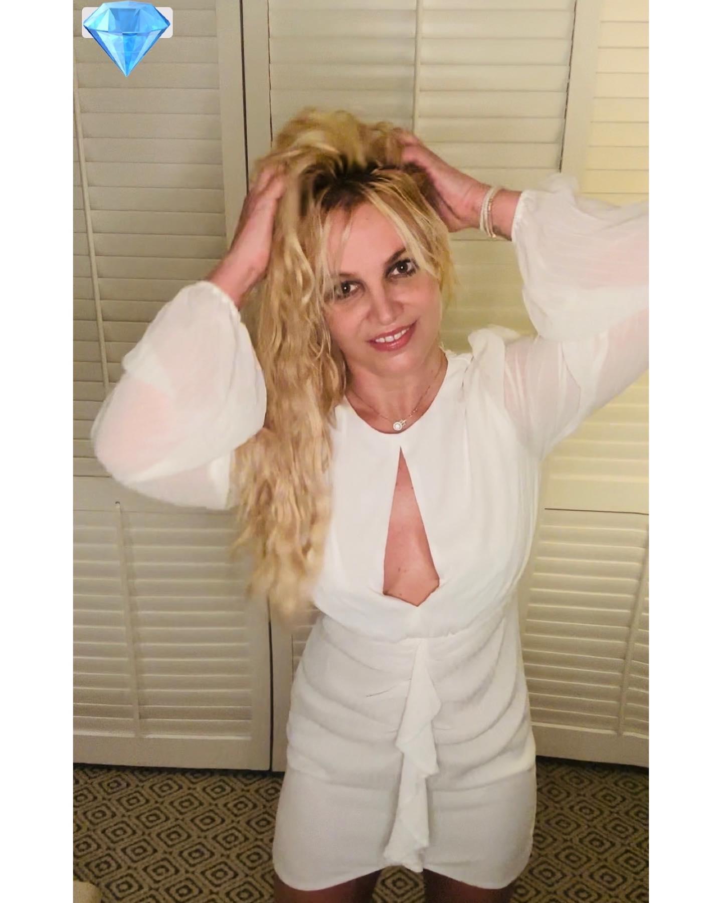 Britney Spears in a white dress