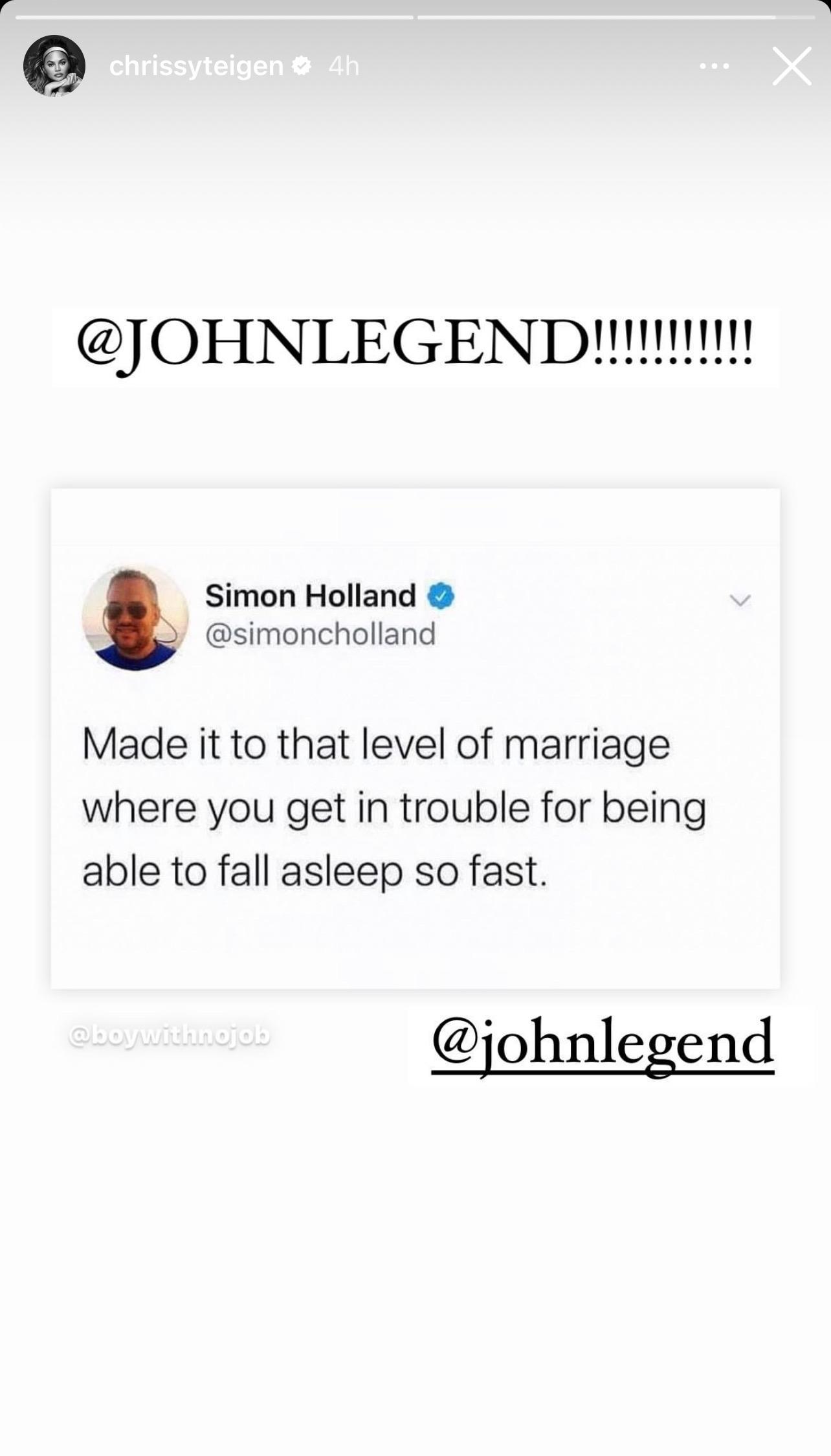 Chrissy Teigen Outs Husband John Legend's Sleeping Habit
