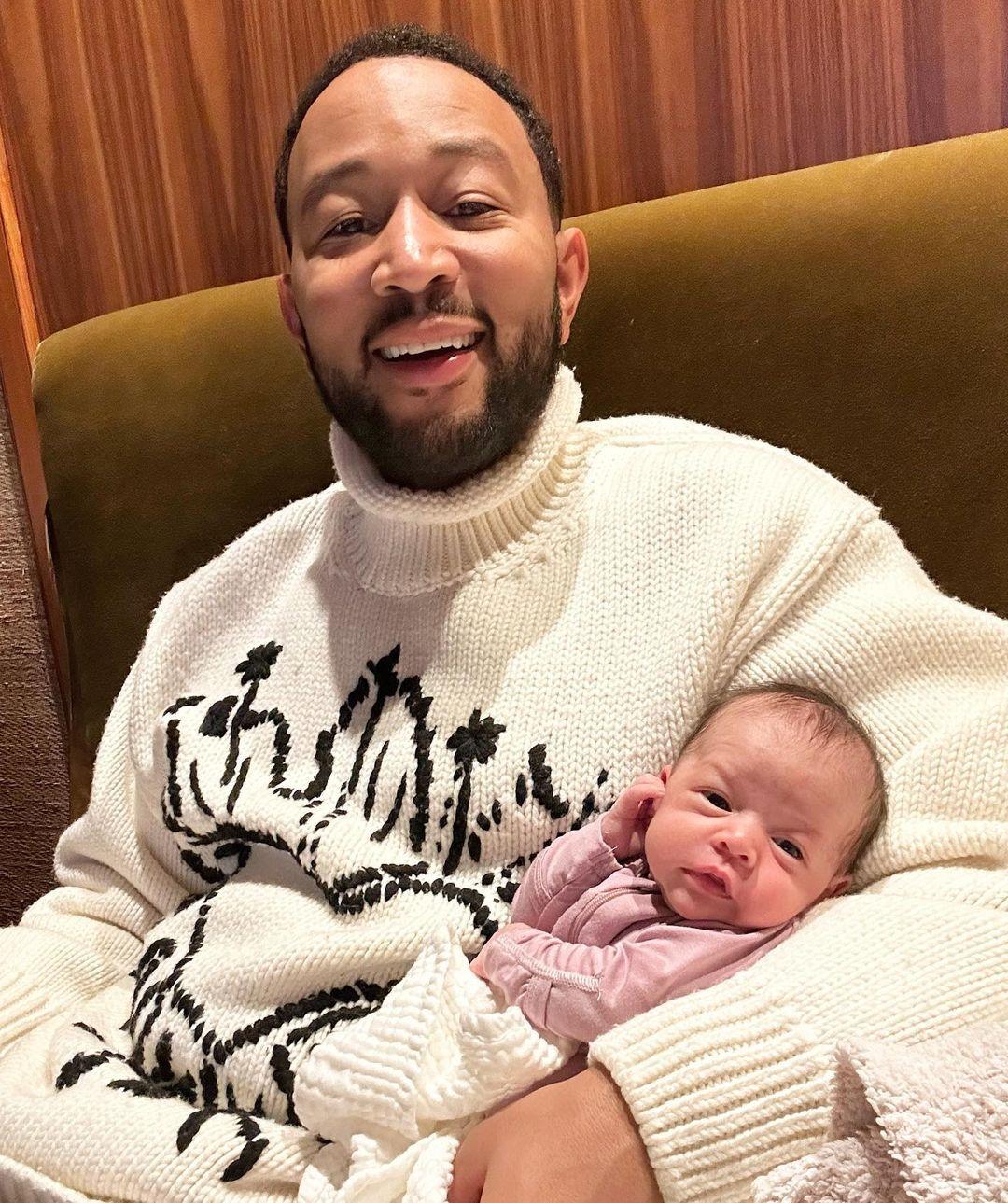 John Legend and newborn daughter