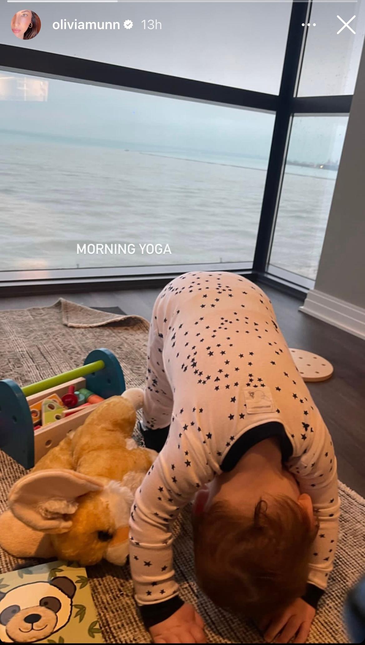 Olivia Munn's son flaunts yoga pose