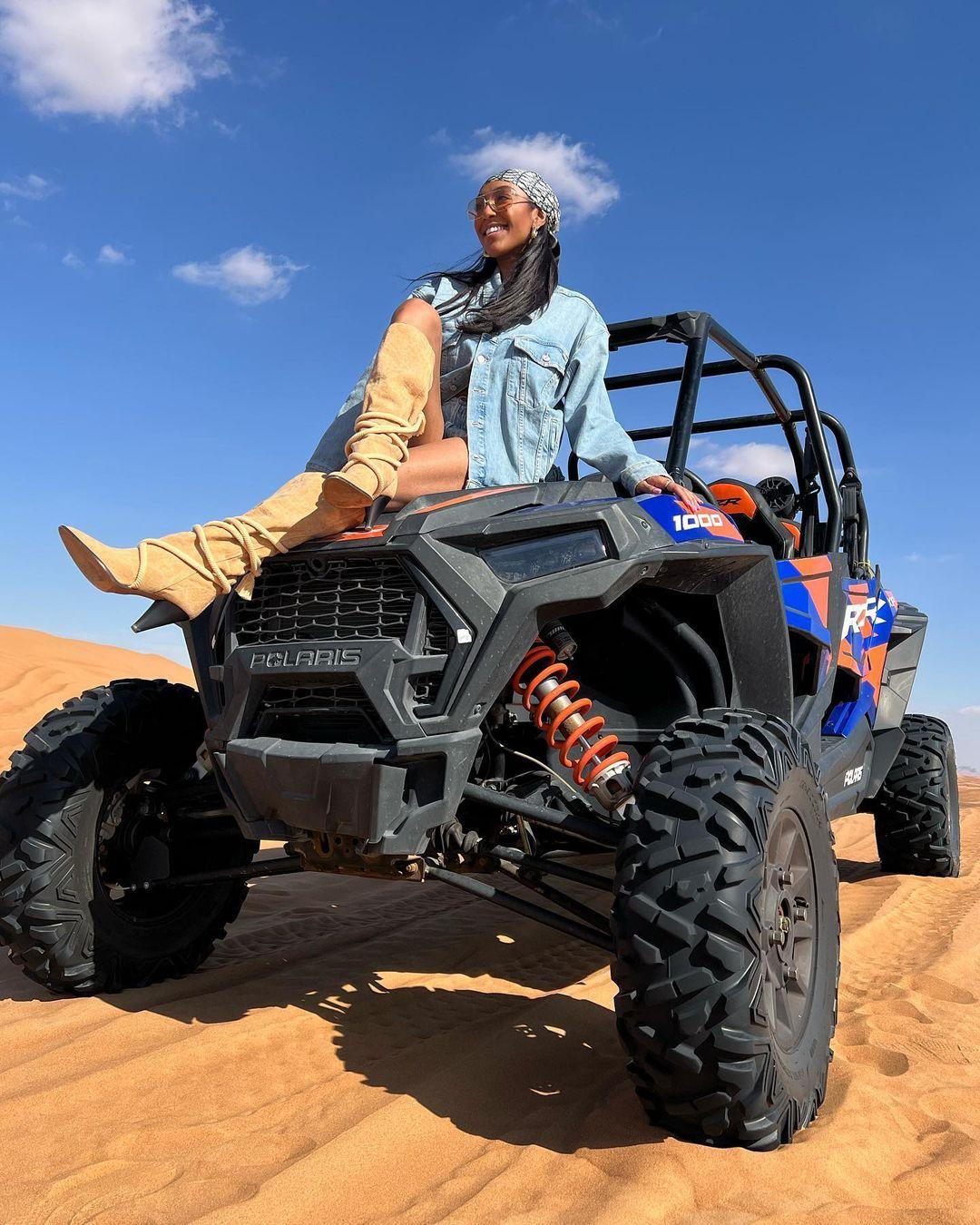 Tayshia Adams rides jeep