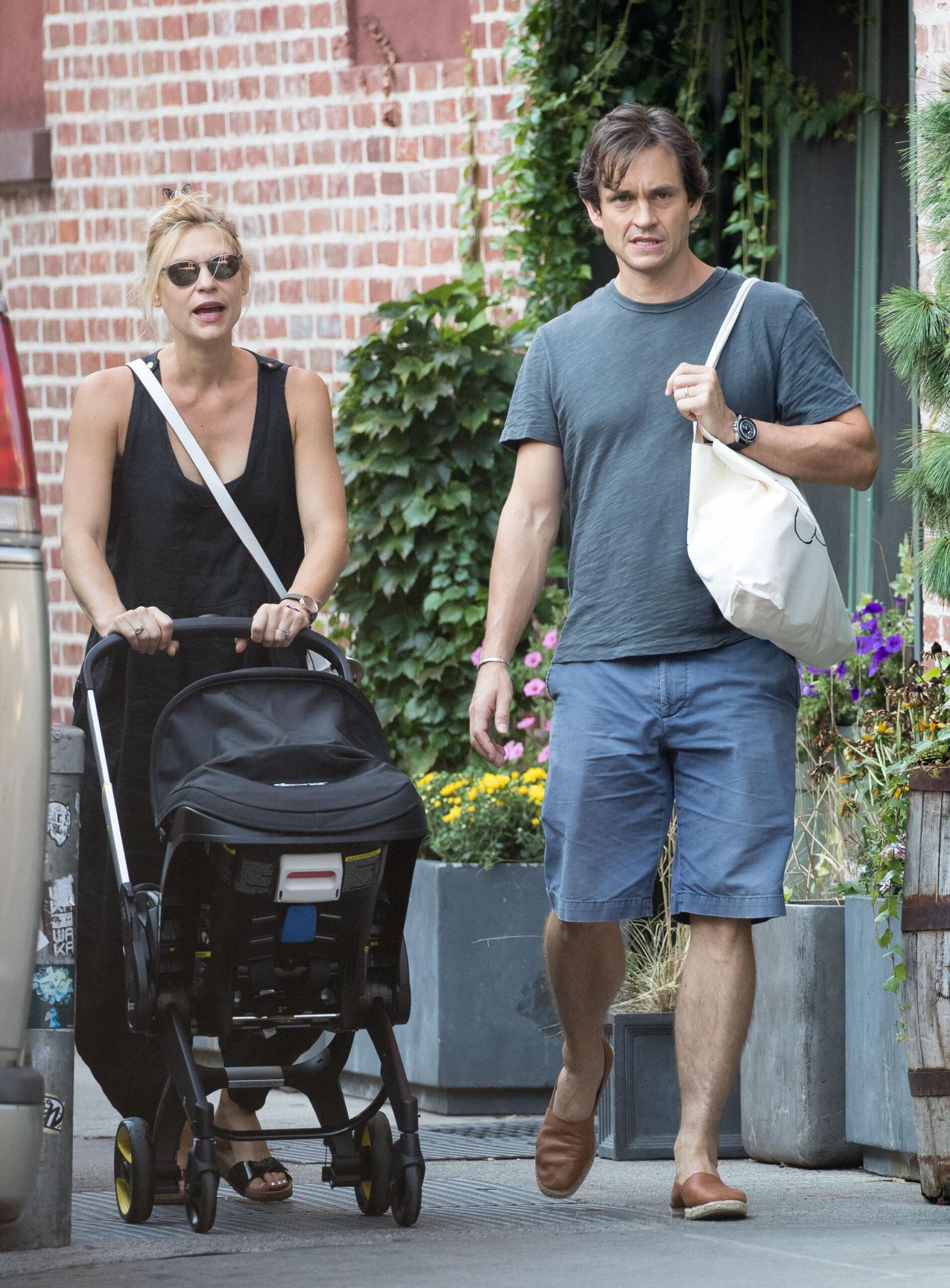 Claire Danes and Hugh Dancy taking there new born son for a walk in New York City