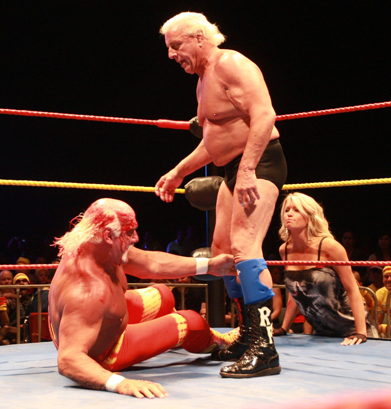 Hulk Hogan and Ric Flair wrestling in Perth