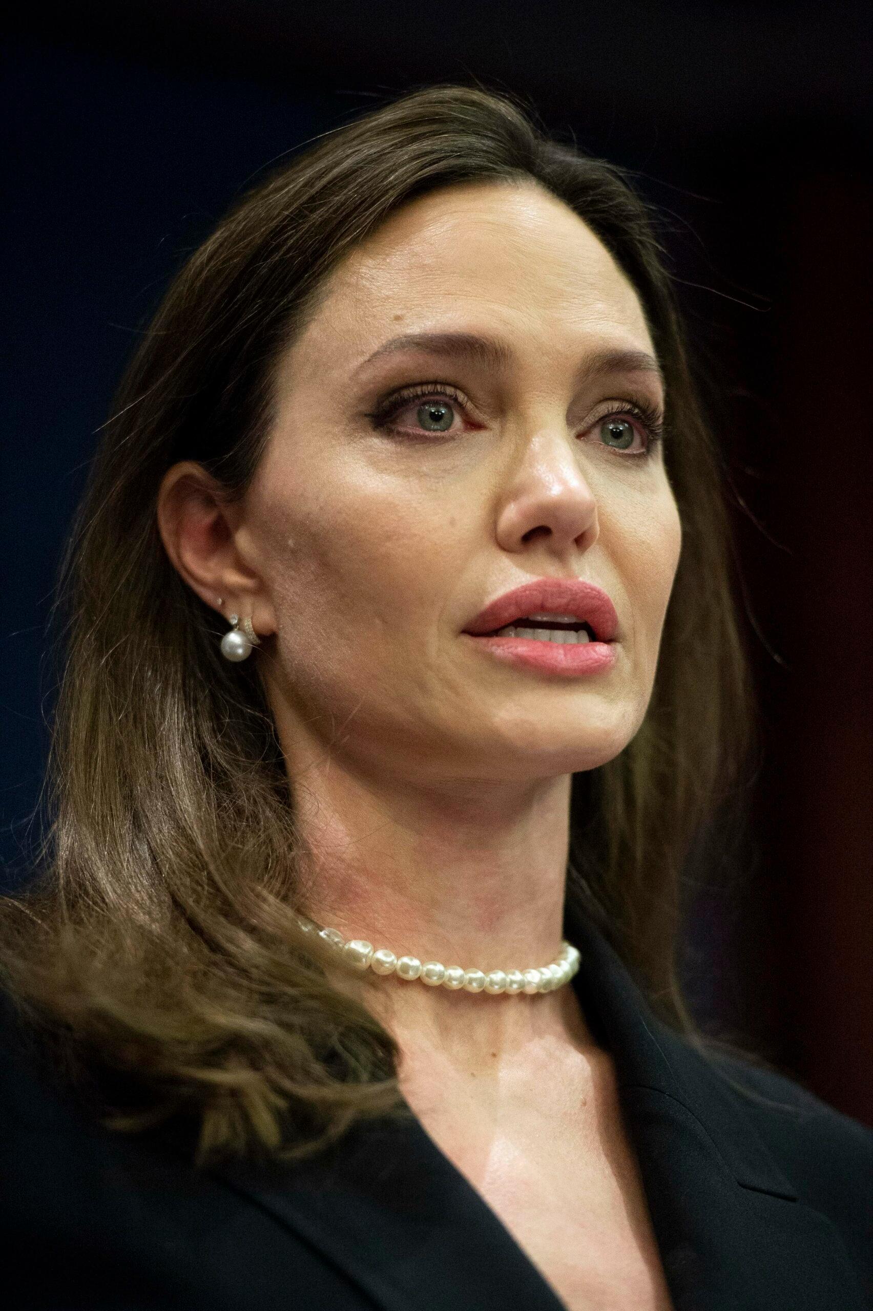Actress Angelina Jolie speaks during a press conference announcing the bipartisan updated Violence Against Women Act VAWA at the US Capitol in Washington DC on Wednesday February 9 2022