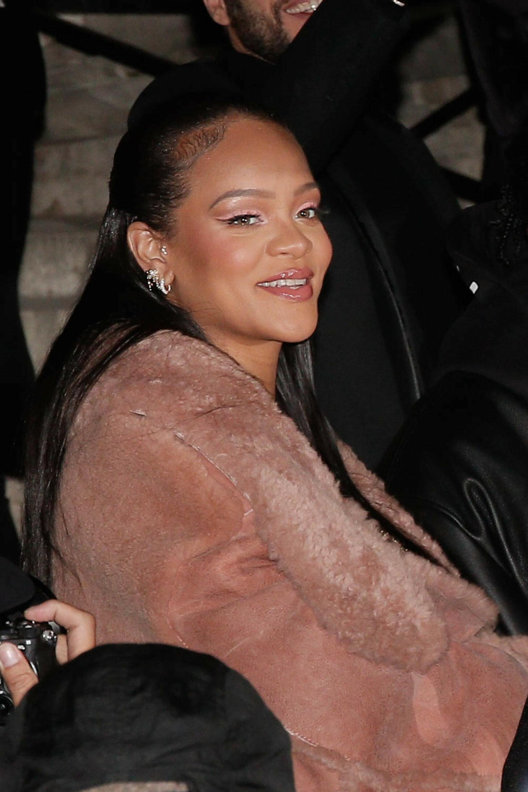 Rihanna Asap Rocky leaving Off White show during the Paris Fashion Week