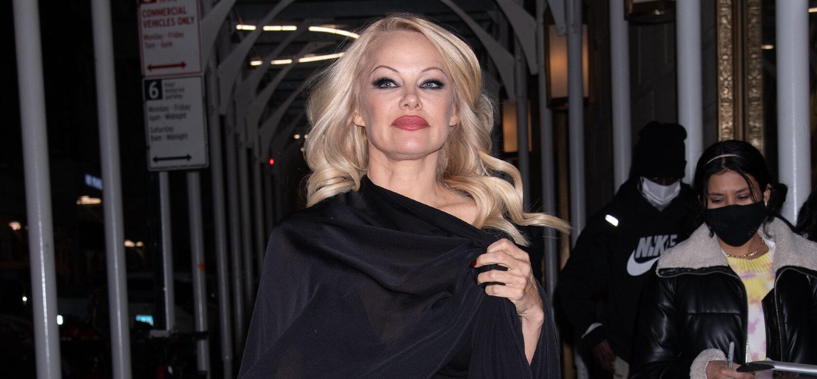 Pamela Anderson and Her Son Brandon Thomas Lee Head to Dinner in NYC