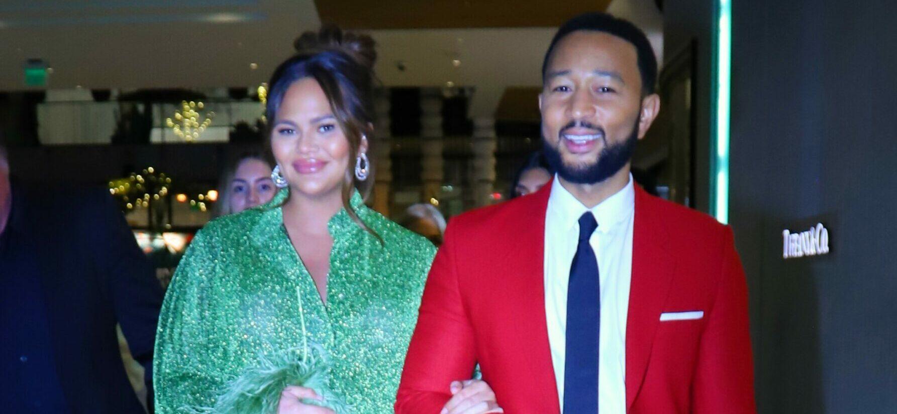 Chrissy Teigen and husband John Legend promote her Cravings cook book meet and greet at Westfield Mall holiday tribute