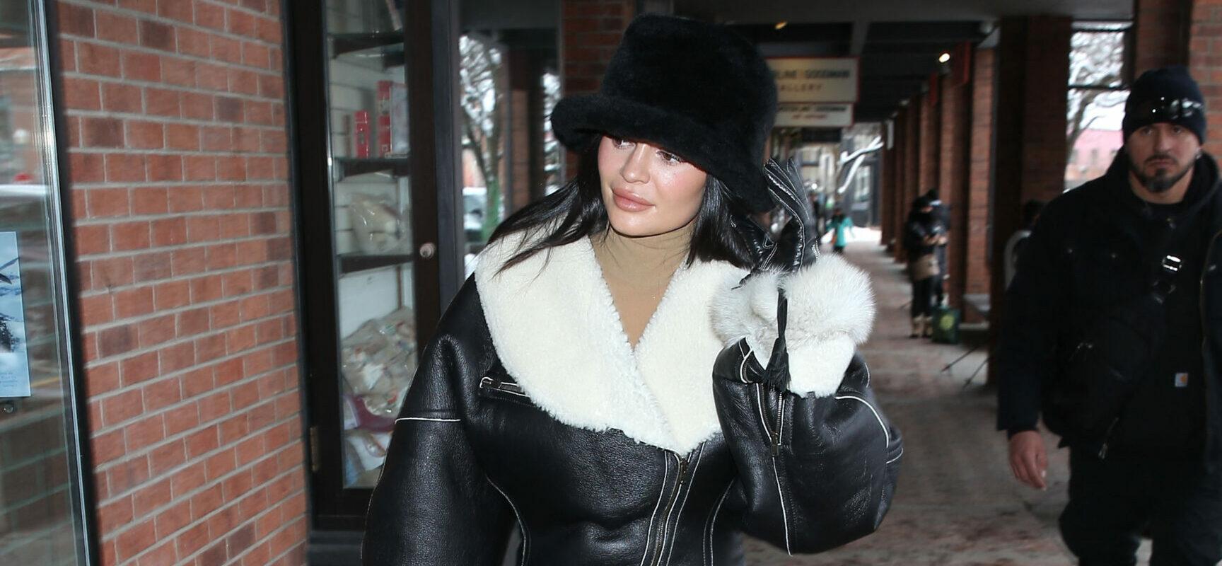 Kylie Jenner steps out in a cute Winter designer outfit for some retail therapy in Aspen Colorado