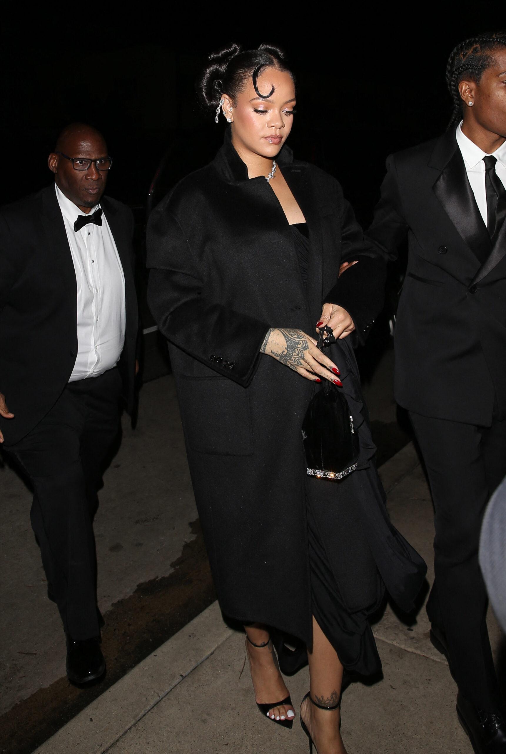 Rihanna and A ap Rocky seen arriving for a late night dinner at Giorgio Baldi Italian Restaurant in Santa Monica CA