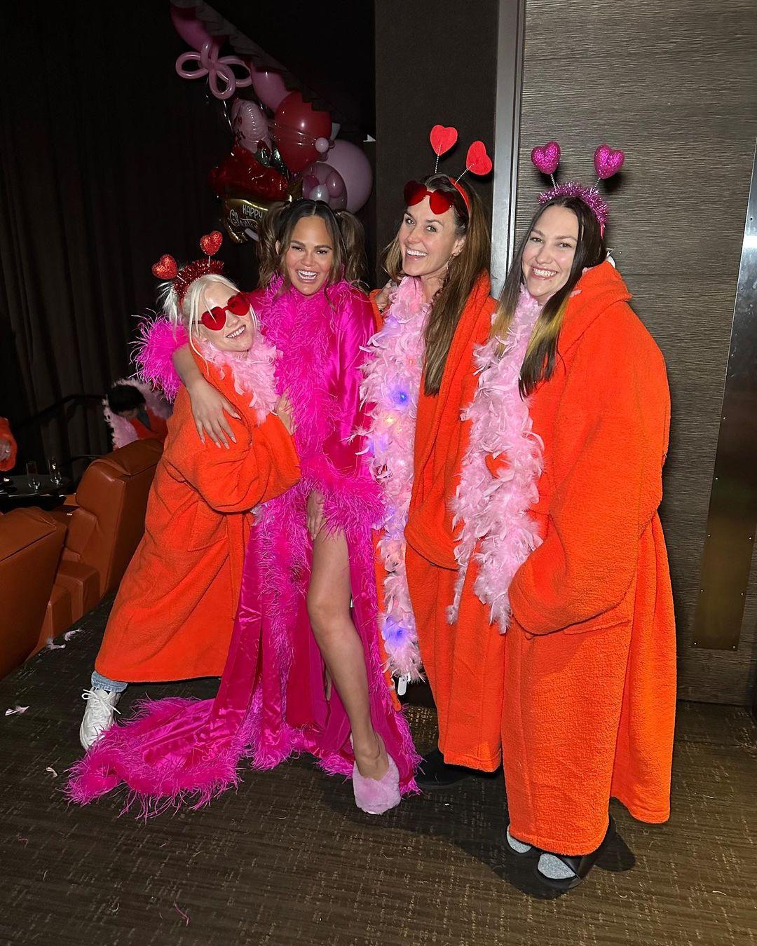 Chrissy Teigen Opts For 'Galentine Date' With Friends This Valentine