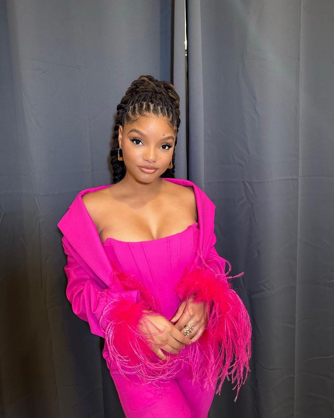 Halle Bailey pretty in pink