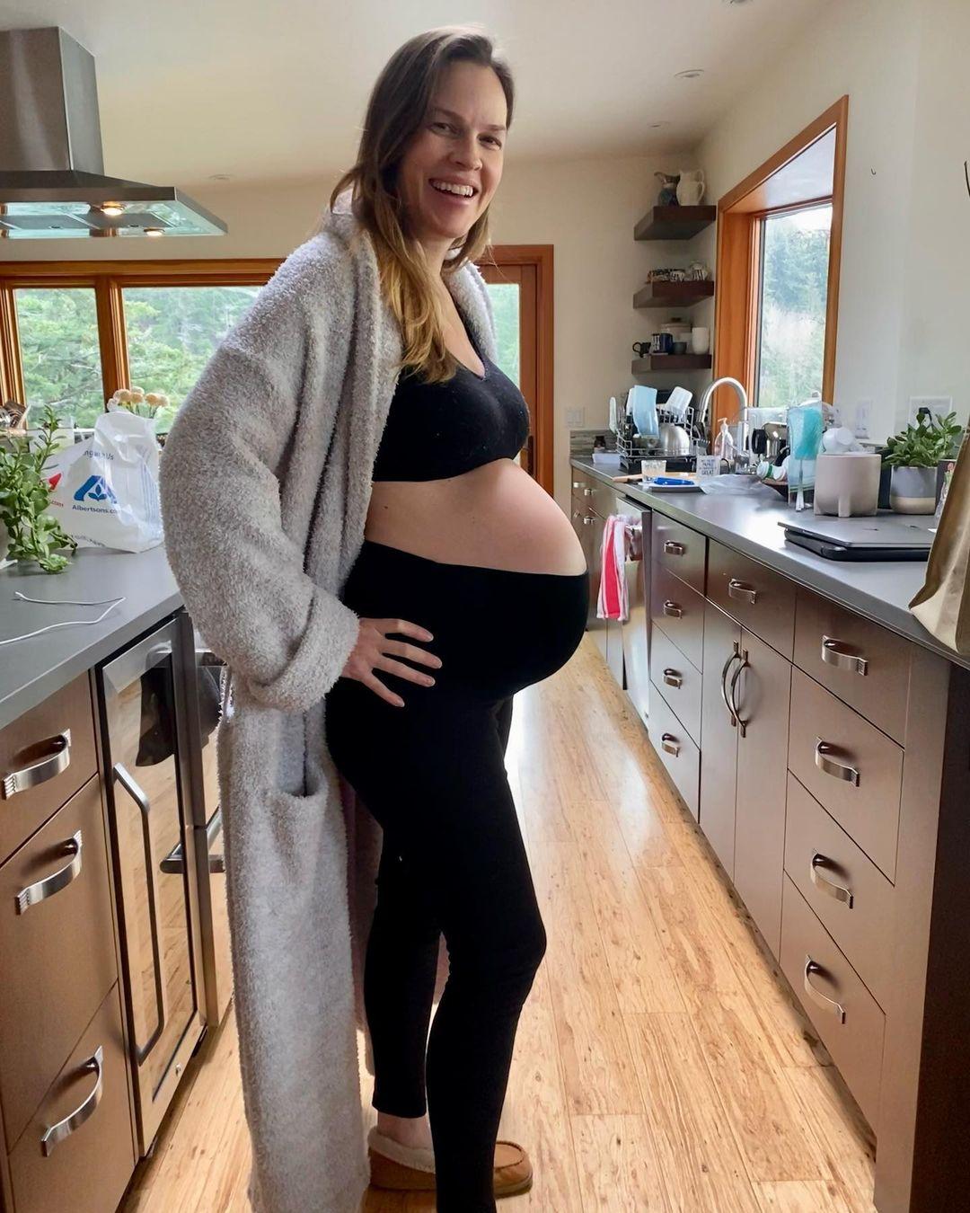Hilary Swank Teases Due Date With Huge Baby Bump On Display
