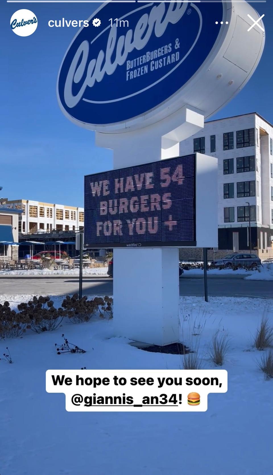 Culver's response to Giannis 
