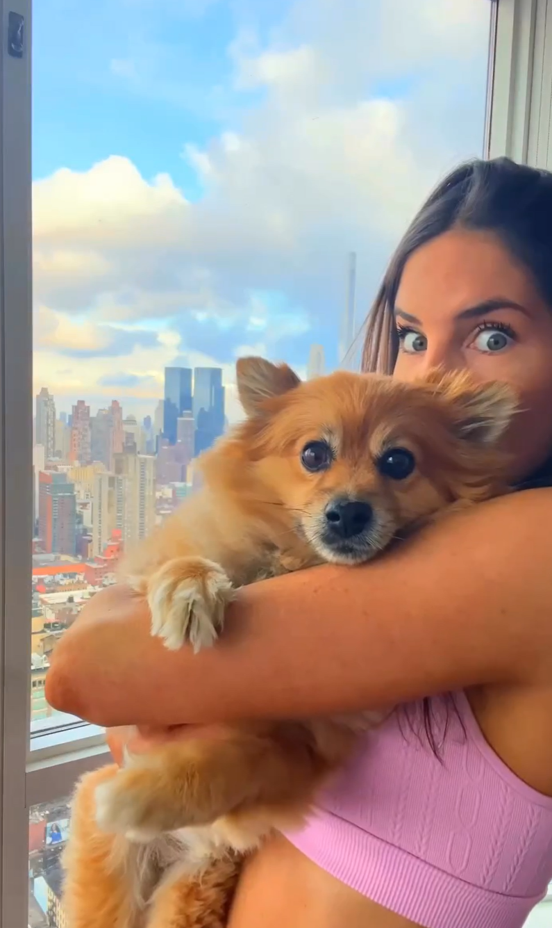 Jen Selter poses for a selfie with her dog Gram