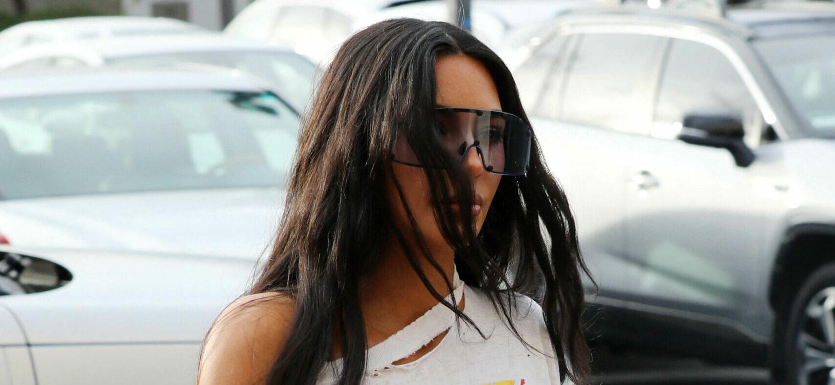 Kim Kardashian attending her son's Saint basketball game