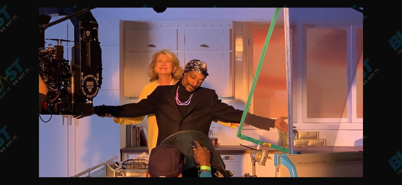 Martha Stewart and Snoop Dogg on set