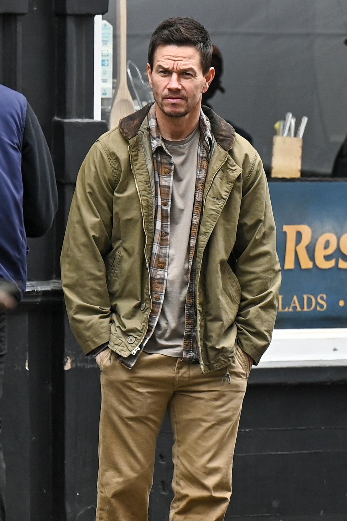 Mark Wahlberg spotted filming Netflix movie Our Man From Jersey in London.