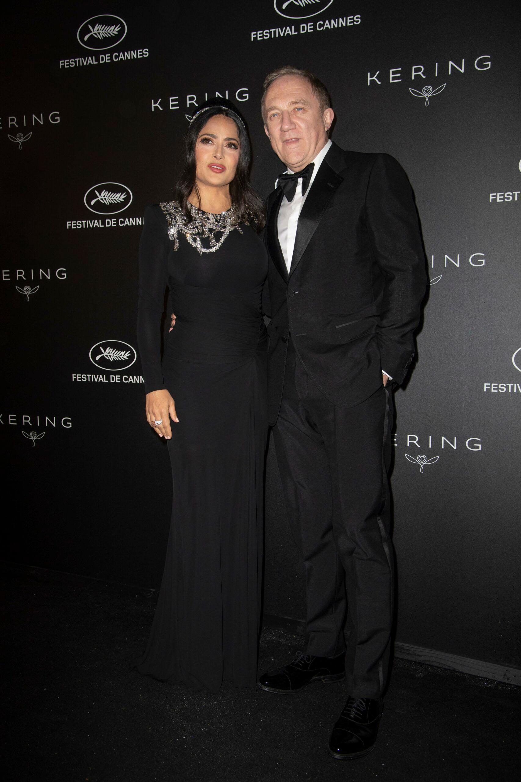 Salma Hayek and Francois-Henri Pinault arrive at the Kering and Cannes Film Festival Official Dinner at Place de la Castre