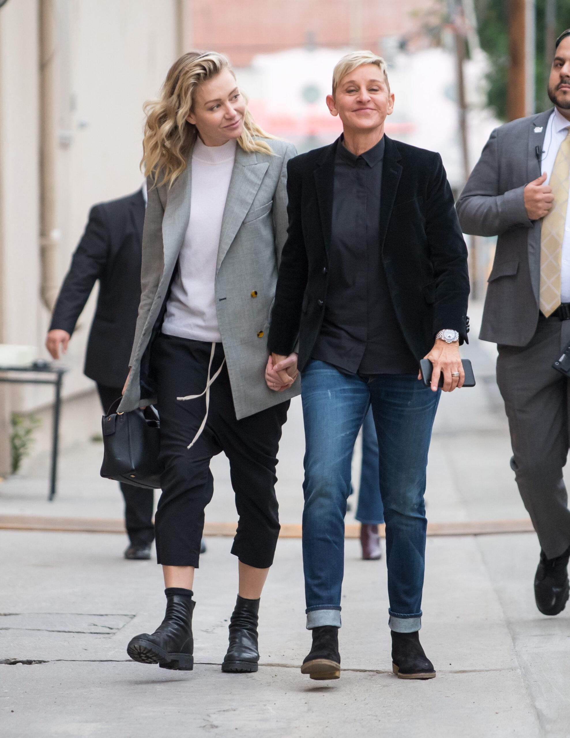 Portia de Rossi and Ellen DeGeneres at apos Kimmel apos