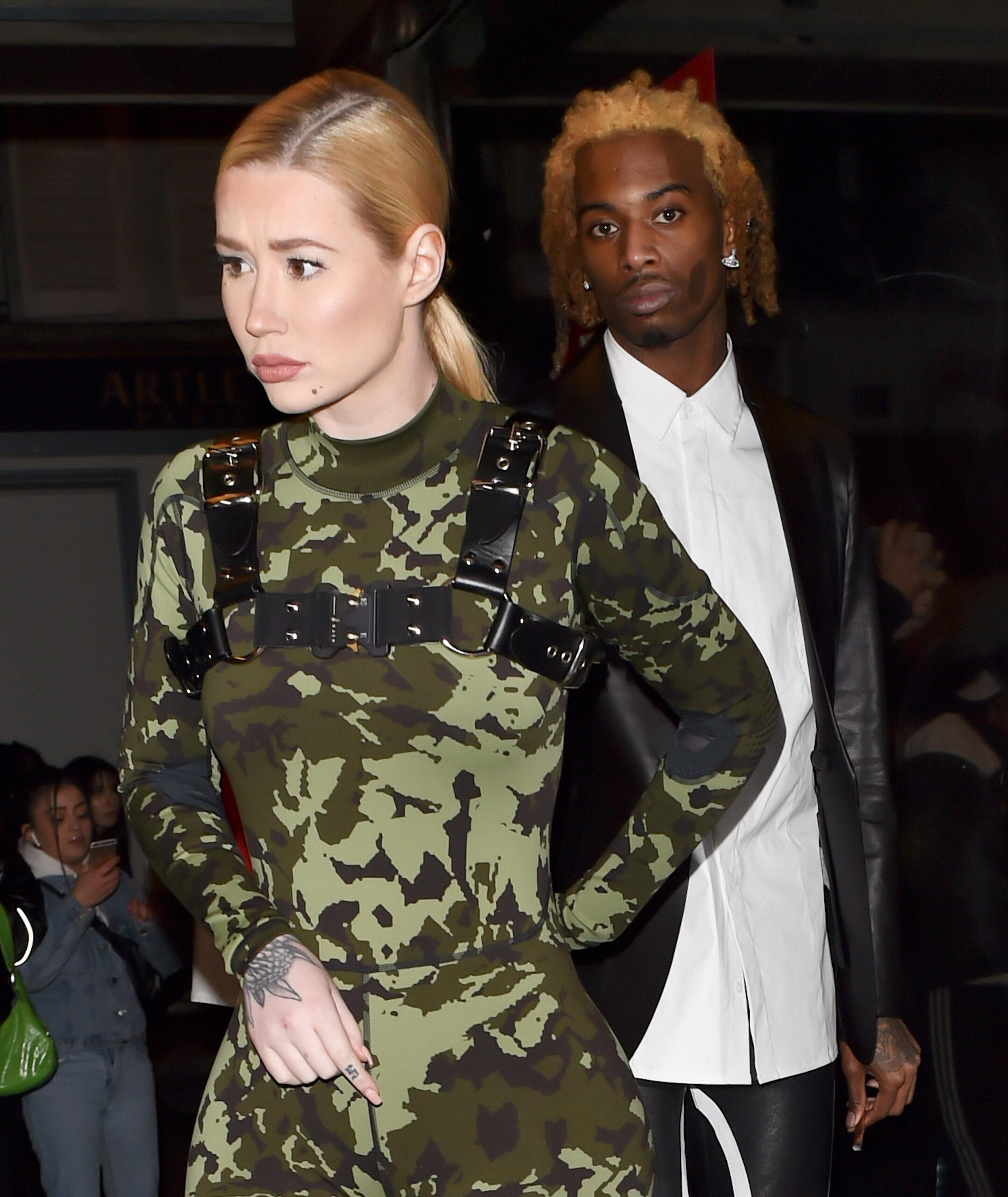 Iggy Azalea is seen at the 1017 ALYX 9SM Fashion show in Paris with Rapper boyfriend Playboi Carti