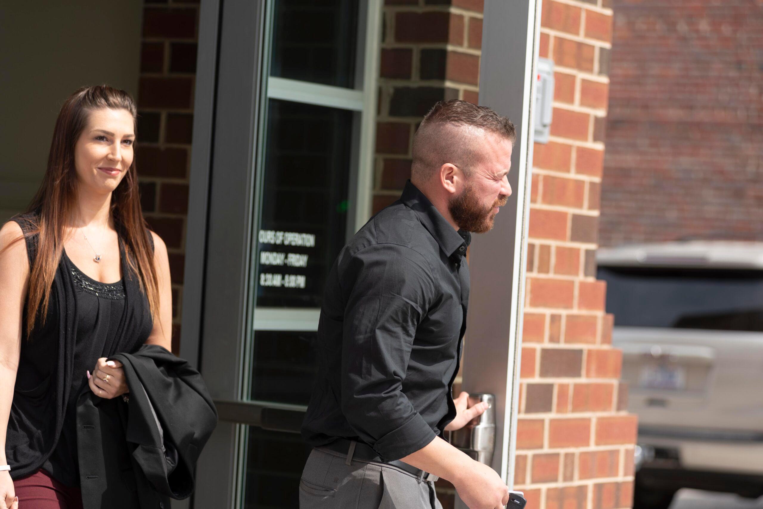 Jenelle Evans and David Eason arrive at court as do their kids