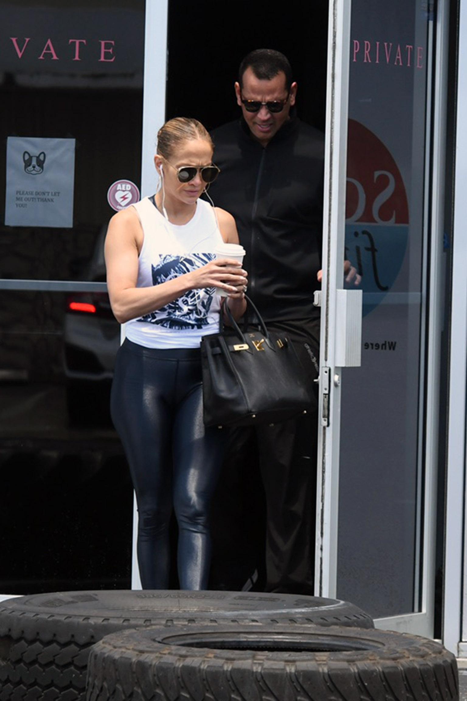 Jennifer Lopez and Alex Rodriguez seen at the gym in Miami FL