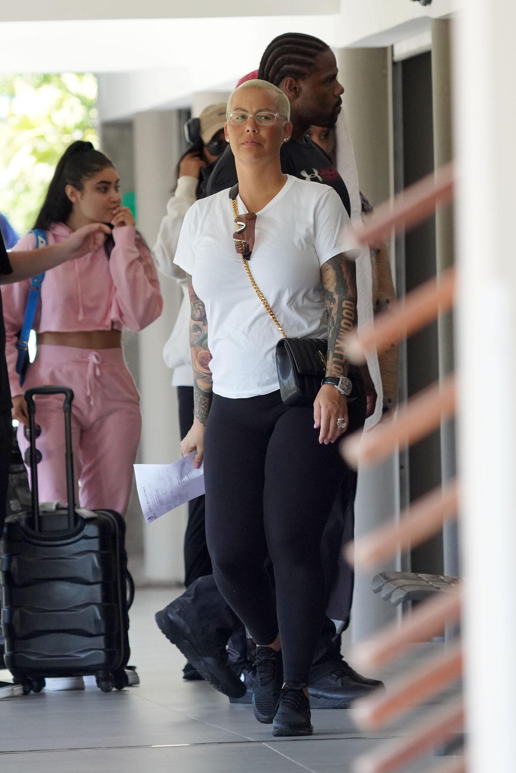 Tyga and his new girlfriend Ana Beatriz Boaretto leave St Barts with their friend Amber Rose and boyfriend AE Edwards