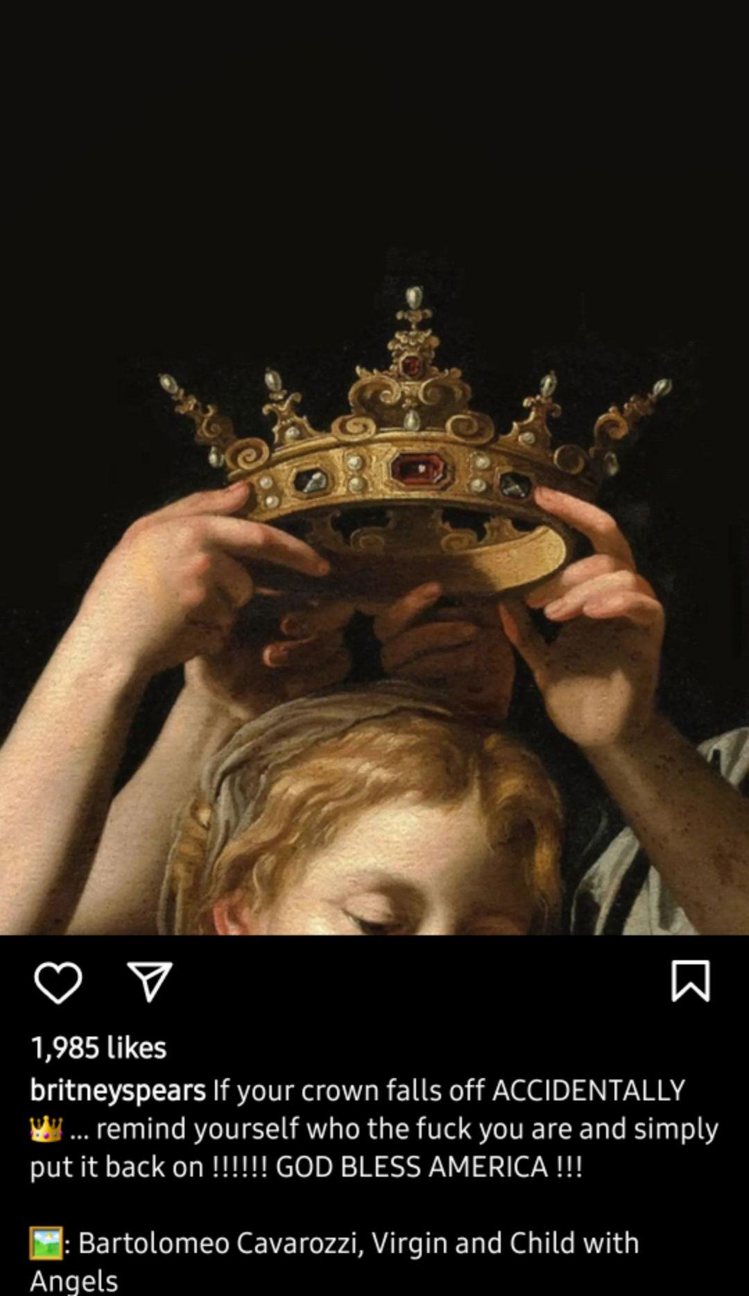 Britney Spears posts a photo of a crown