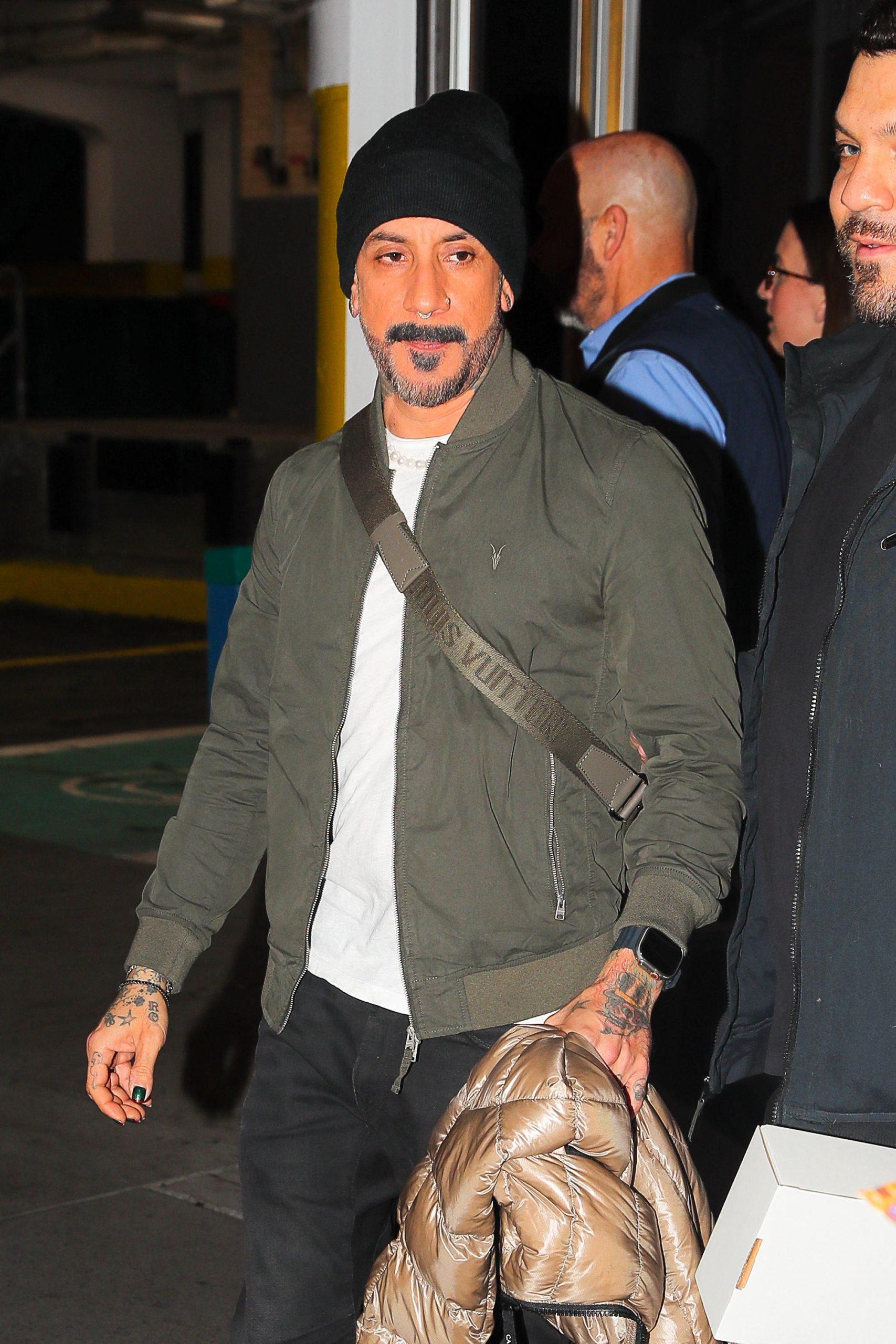 Backstreet Boys members AJ McLean, Brian Littrell, Kevin Richardson and Howie Dorough are seen leaving the Empire State Building in NYC