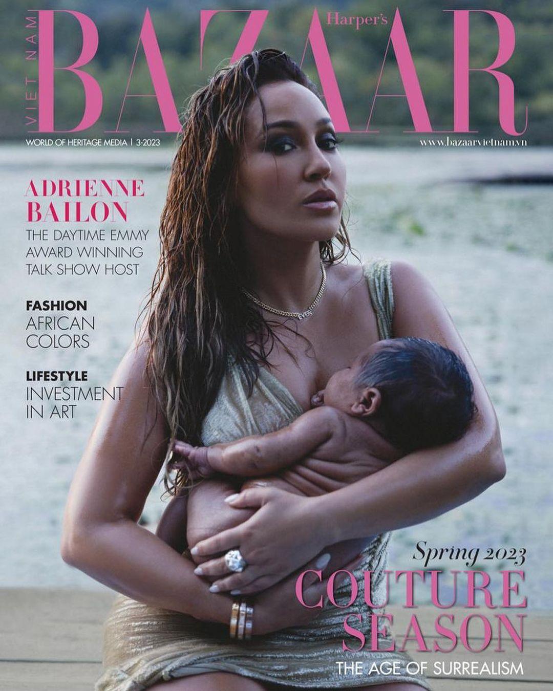 Adrienne Bailon and son Ever James on magazine cover