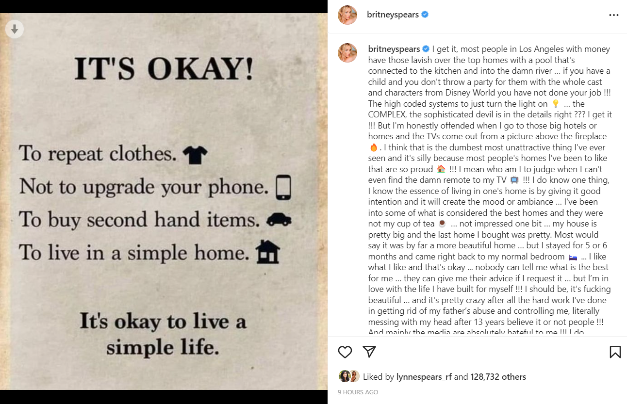 Britney Spears March 19 Instagram Post