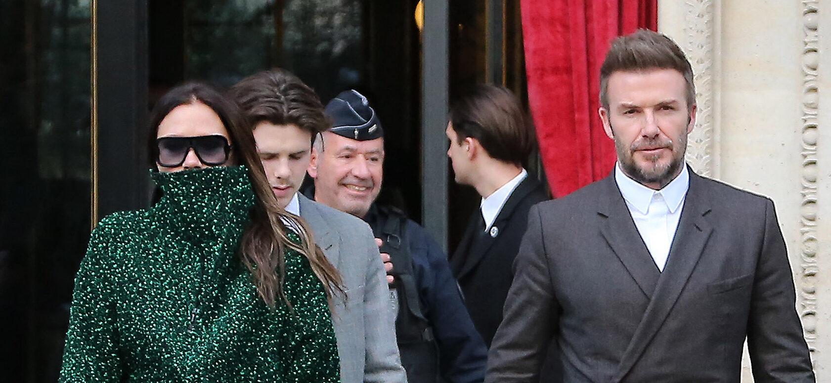 Victoria and David Beckham seen in Paris during the Fashion Week