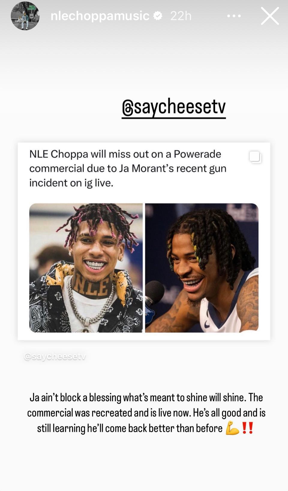 NLE Choppa Instagram Story