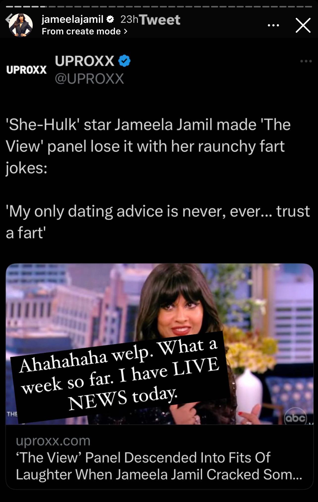 Jameela Jamil Reacts To Media's Coverage Of Her Appearance On 'The View'
