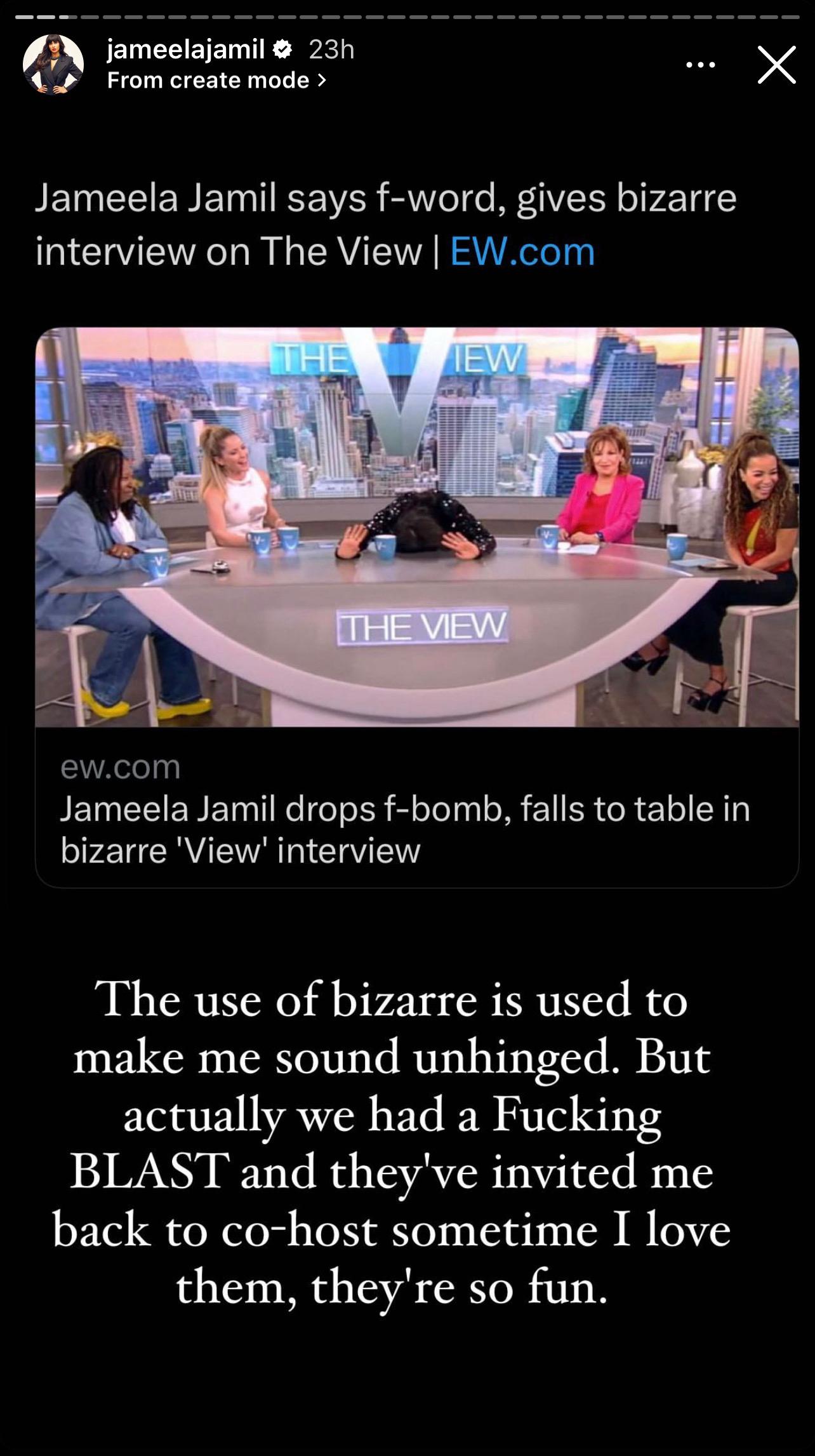 Jameela Jamil Reacts To Media's Coverage Of Her Appearance On 'The View'