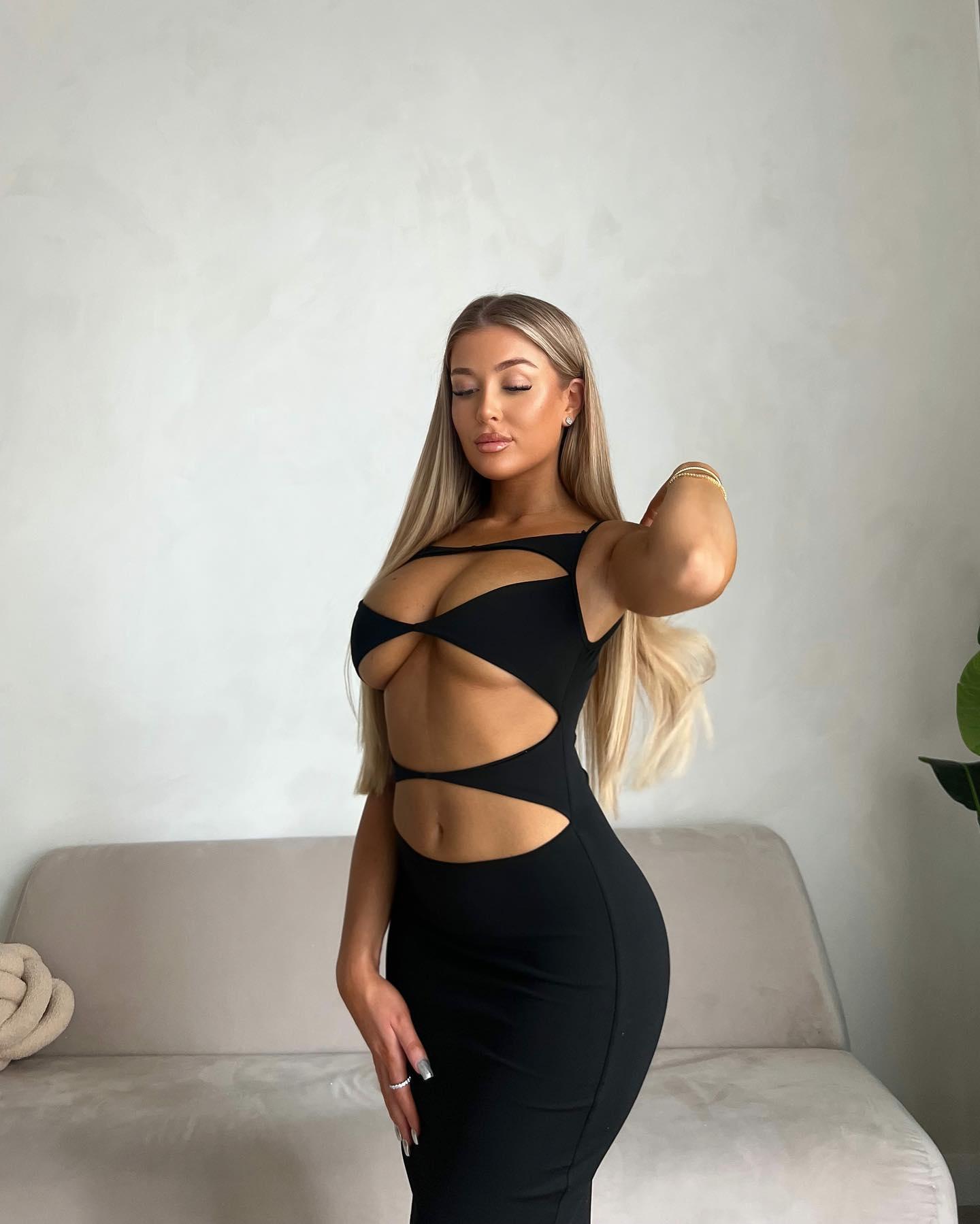 Jessica Rose Gale poses in barely there dress